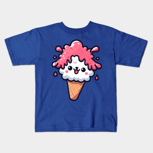 Pink ice cream lama Kids T-Shirt by Coowo22
